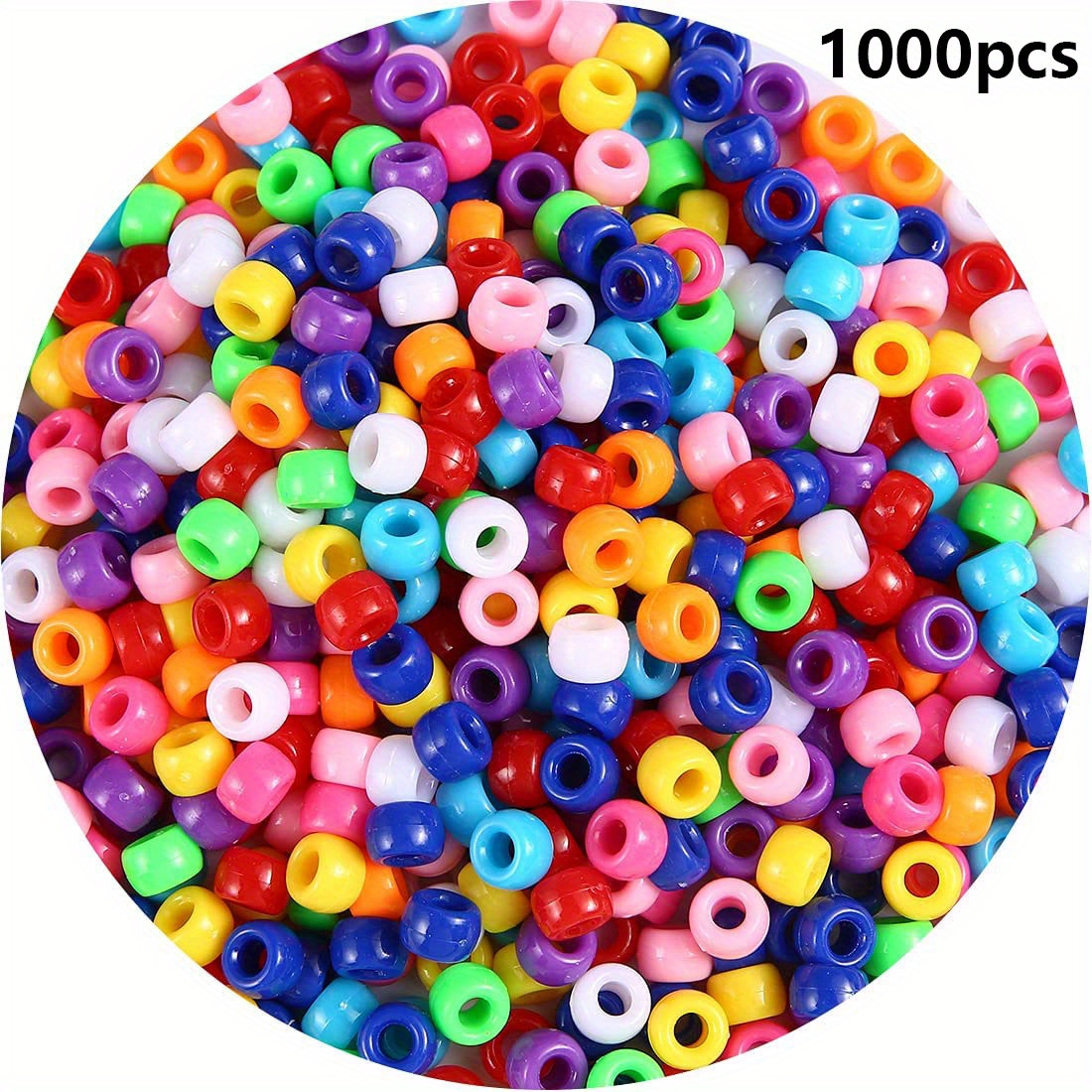 Bright Opaque Multicolor Mix Plastic Pony Beads 6 x 9mm, 500 beads