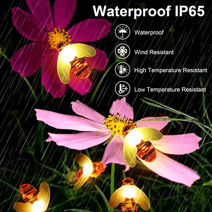 1pc solar garden lights solar bee firefly lights with 2 lighting mode sway by wind waterproof solar decorative lights solar outdoor lights for yard patio walkway decoration warm white color details 5