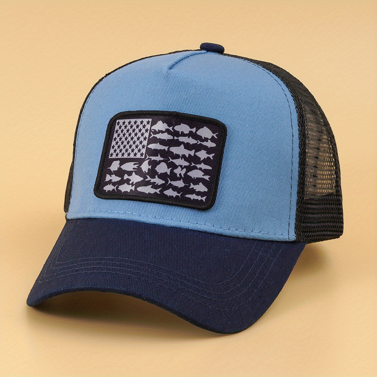 Fish Bone Print Trucker Hat Unisex Hip Hop Breathable Mesh - Temu Australia