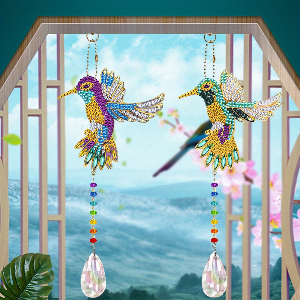 6pcs Hummingbird Wind Chimes Diamond Art Hanging Ornament Painting