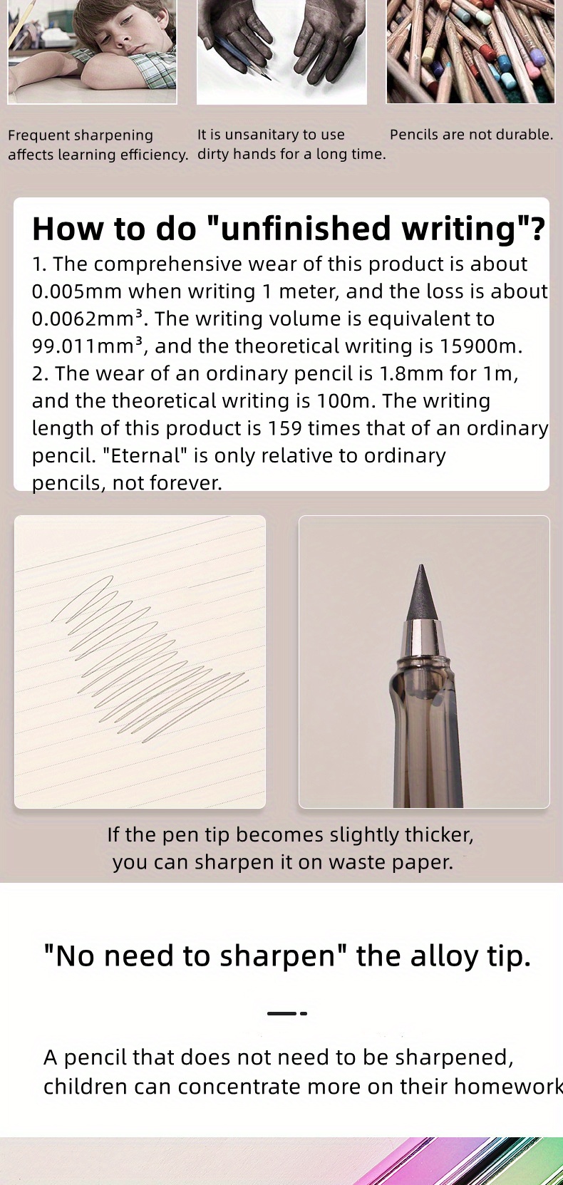 Eternal Pencil Economic Pack No Sharpening Pencil Writing - Temu