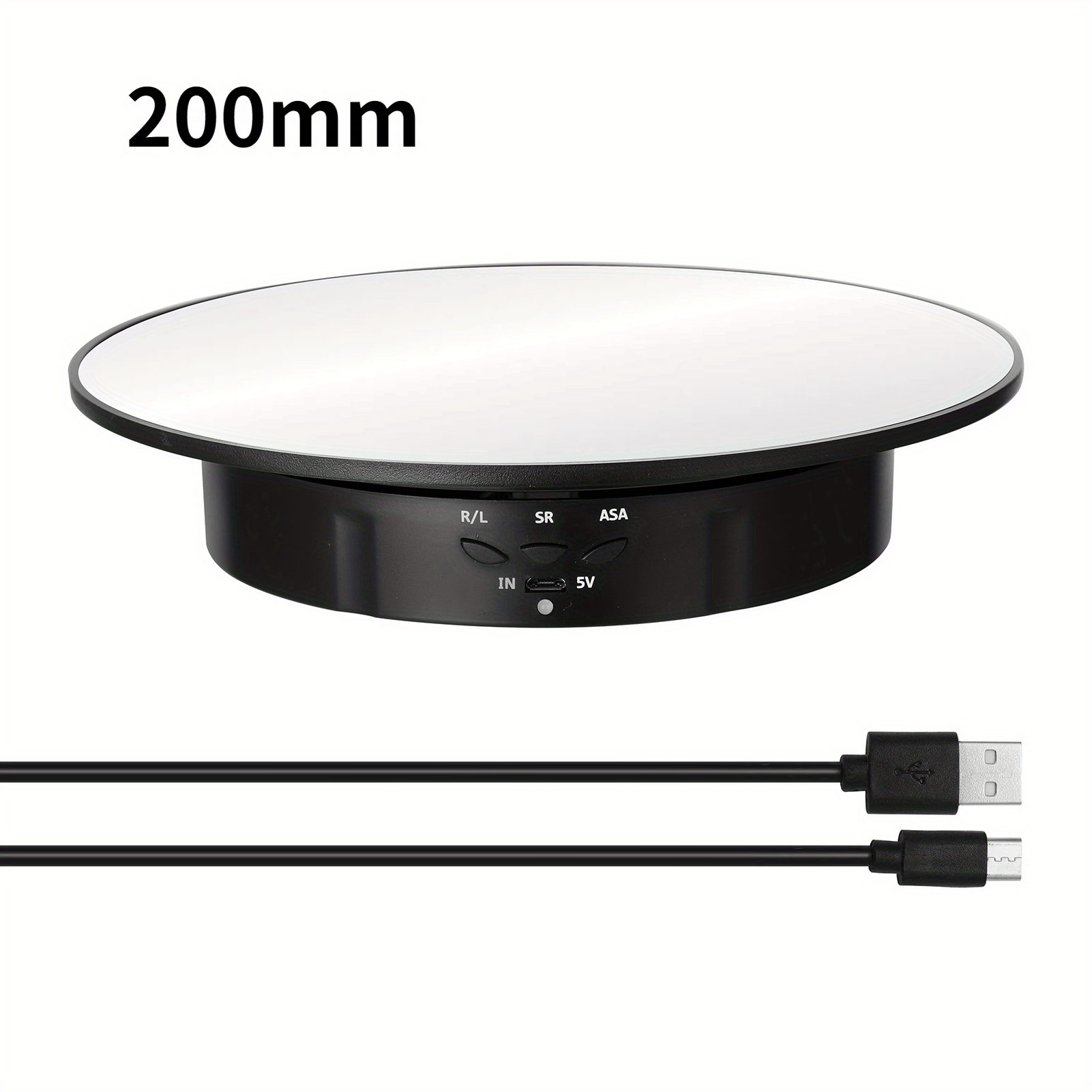 Qinmay 360 Degree Electric Rotating Turntable,Battery/USB Power Supply for  Photography Product Shows (Black 5.74 inches /22LB Load)