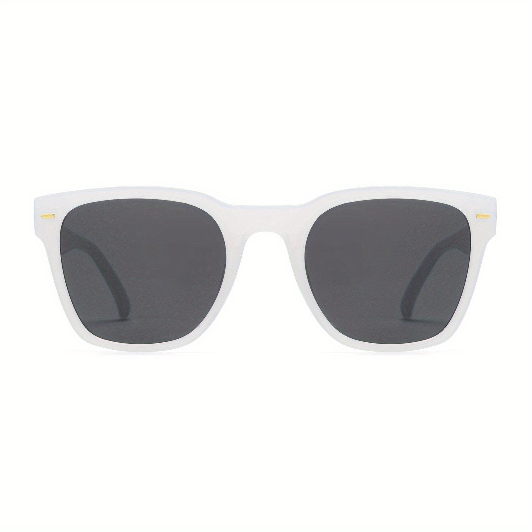 OUWEN Gafas De Sol Polarizadas Cuadradas Pequeñas Clásicas Para Hombres,  Gafas De Sol De Colores Mixtos Retro Protección UV400 Marco Blanco / Lentes  G