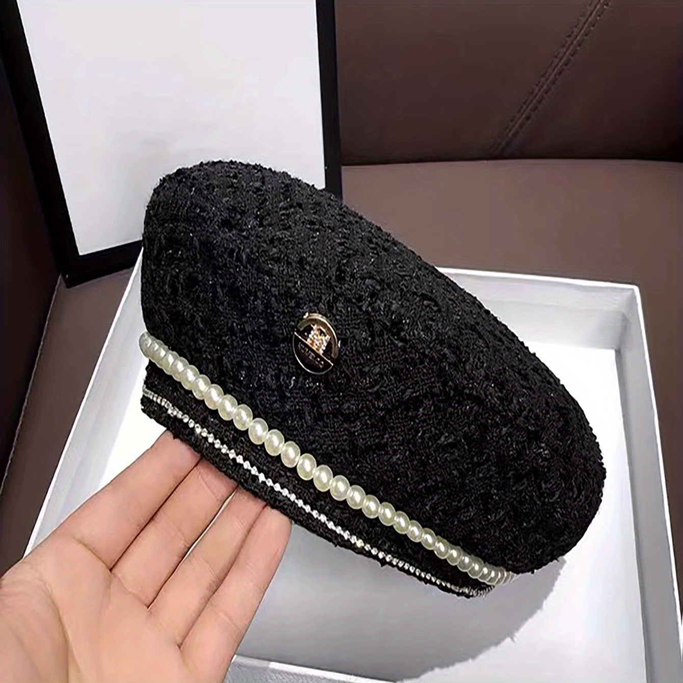 1pc Women's New -embellished Fashion Beret With Letter Logo, Designer Versatile Painter Hat