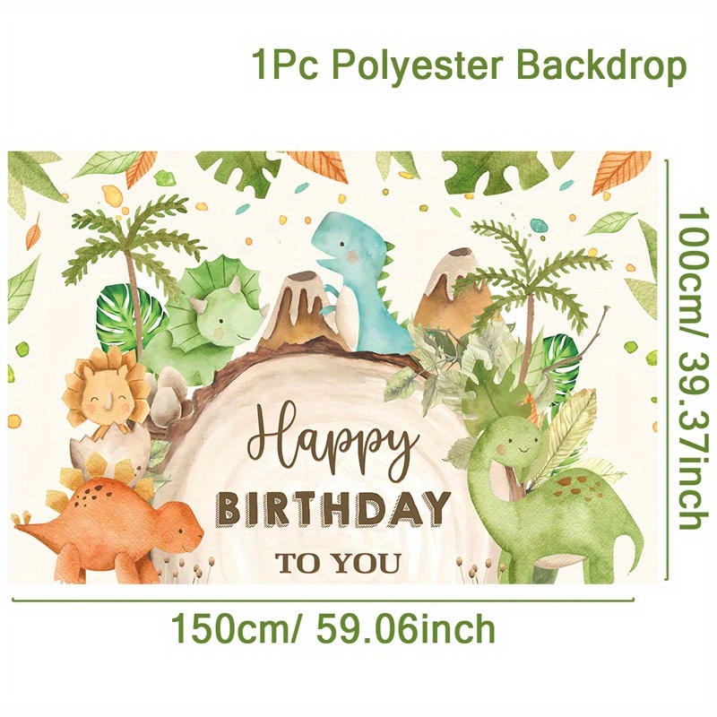 1 Pezzo 65*100cm Panno Da Appendere In Poliestere Con Animali Della Giungla  E Dinosauro E Con Scritto buon Compleanno, Banner Riutilizzabile E  Lavabile Per Sfondo Decorativo Per Festa Di Compleanno, Cornice Per