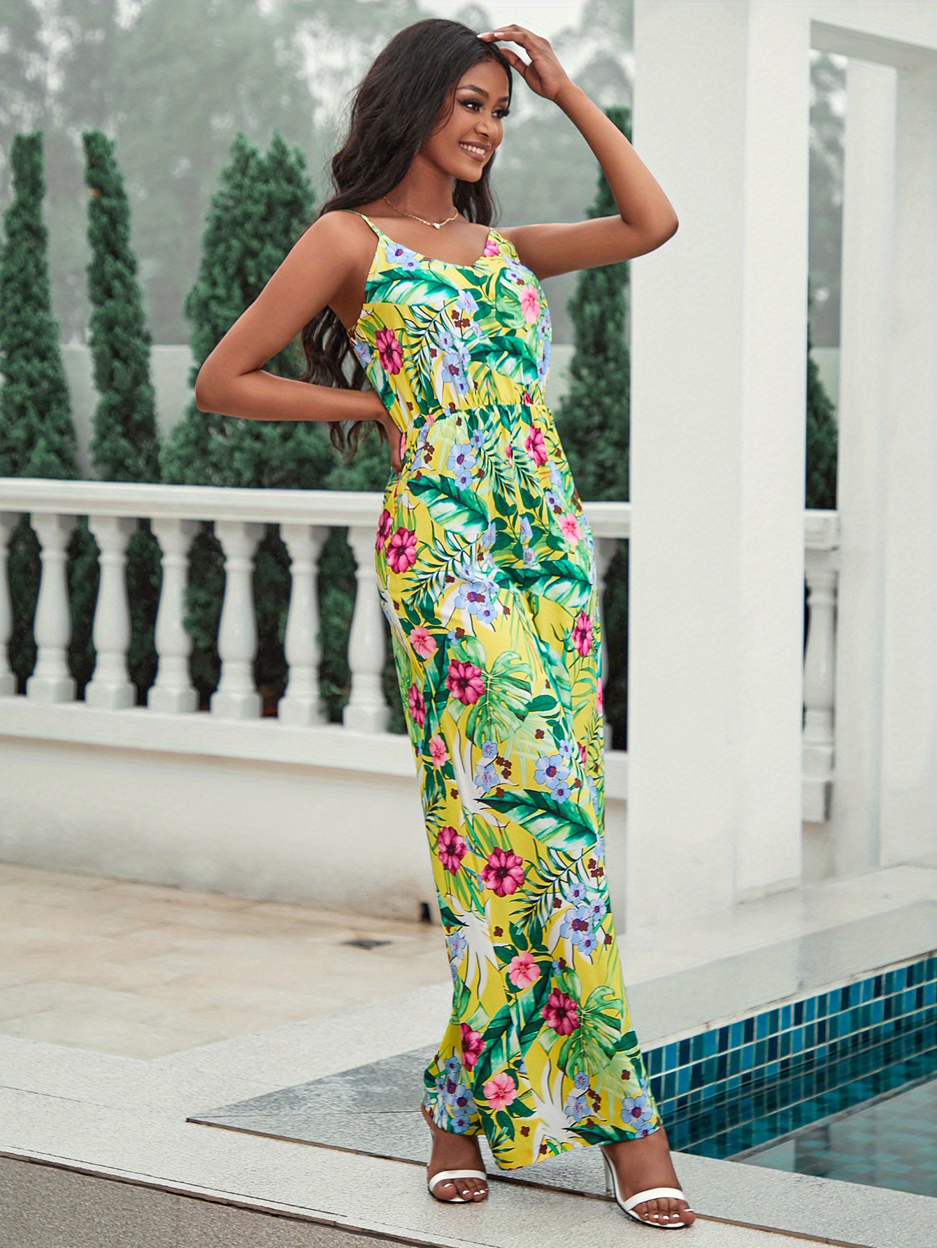 Printed Wide Leg Cami Jumpsuit