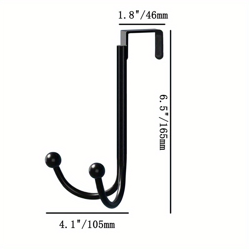 HFHOME 2Packs Over The Door Double Hanger Hooks, Metal Twin Hooks Organizer  for Hanging Coats, Hats, Robes, Towels- Black