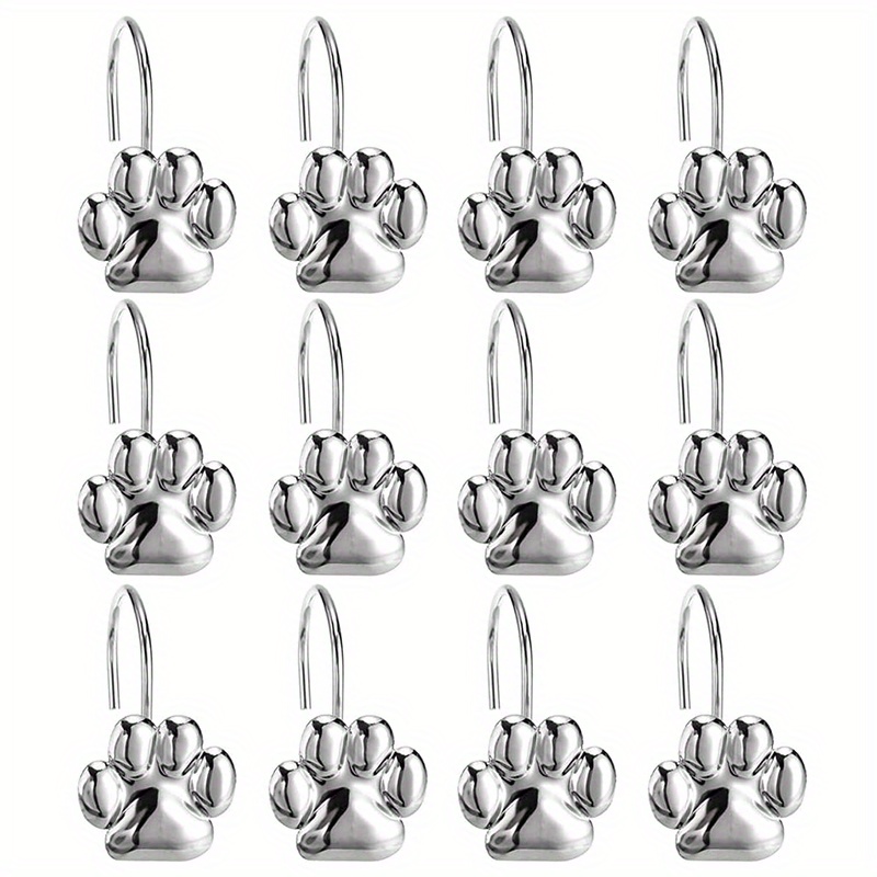 12pcs Cat Paw Print Shower Curtain Hook Bathroom Accessories