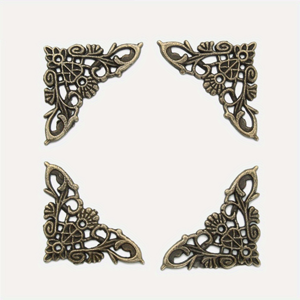Antique Bronze Table Edge Corner Protectors Vintage Embossed