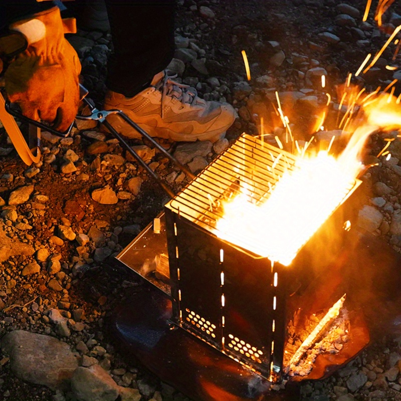 Estufa Leña Exteriores, Parrilla Barbacoa Cuadrada Acero Inoxidable  Plegable Portátil, Estufa Cuadrada Pequeña Adecuada Acampar - Deporte Aire  Libre - Temu