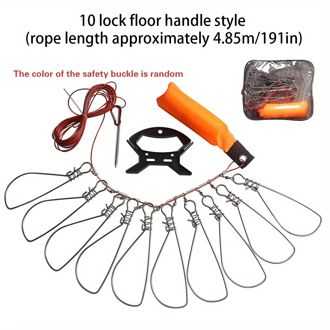 Stainless Steel Fish Stringer 10 Clips Securely Hold Live - Temu