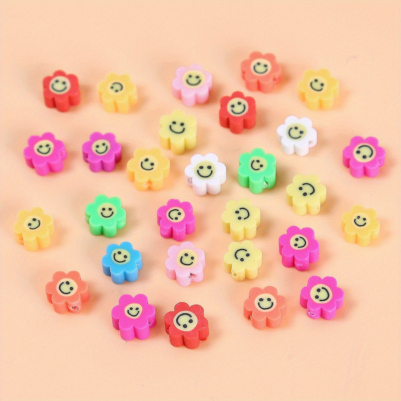 20/50/100Pcs 10mm Polymer Clay Beads Yellow flower smile Beads For Jewelry  Making Bracelets Necklace Accessories Wholesale - AliExpress