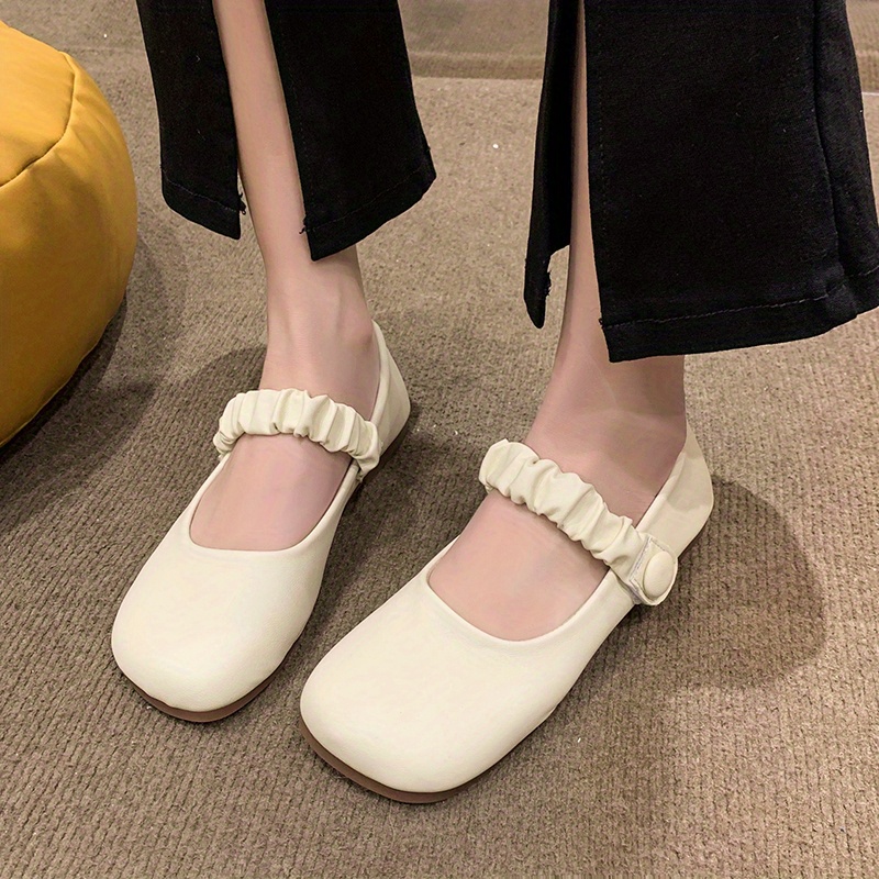 Women's Toe Mary Jane, Colorblock Buckle Strap Flat Shoes, Versatile Flats  For Women - Temu