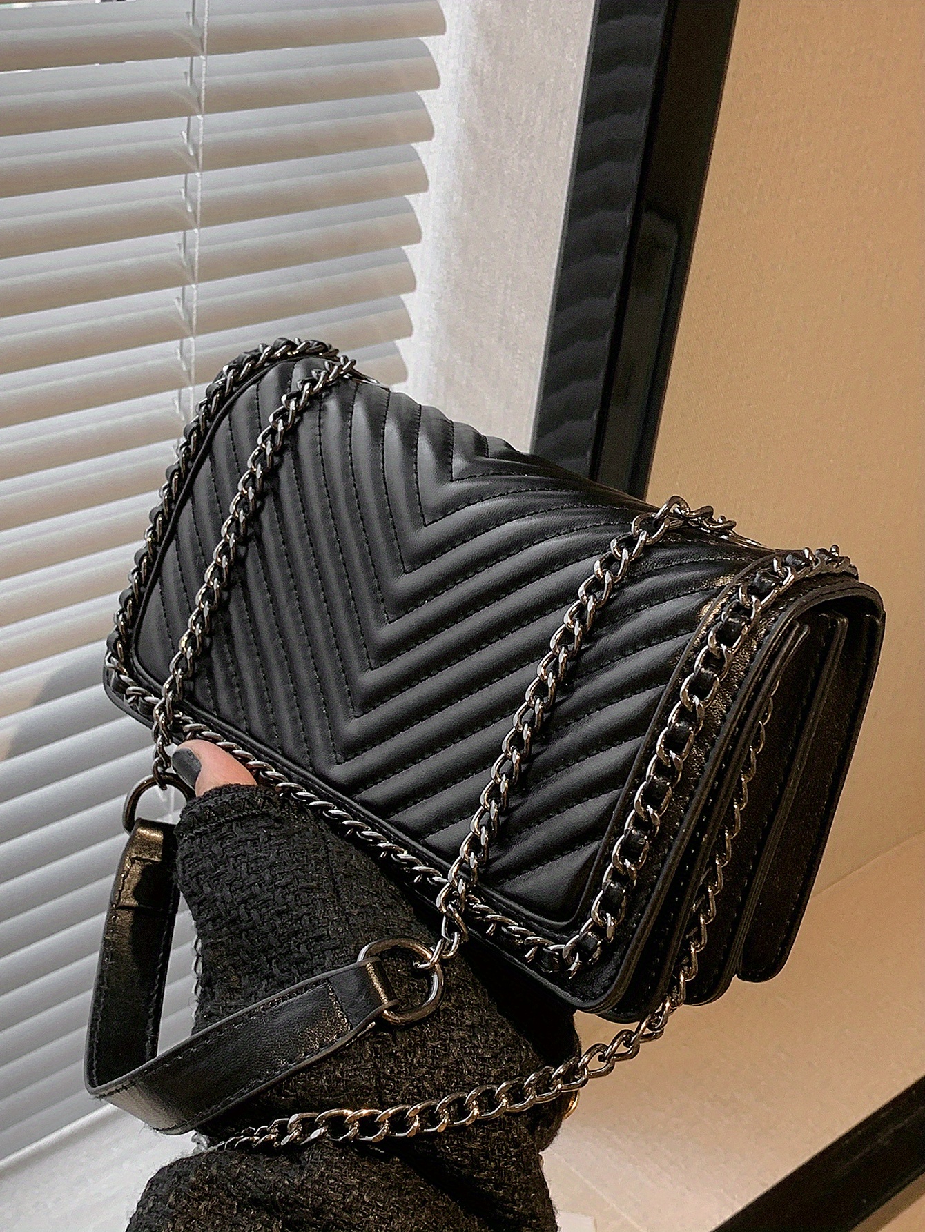 Simple Design Flap Shoulder Bag Pu Leather Square Crossbody Temu