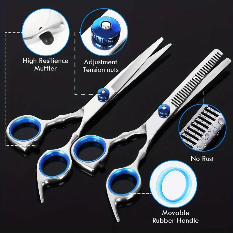 hair cutting scissors set 11pcs stainless steel hairdressing scissors kit professional haircut scissors kit with cutting scissors hair razor comb neck duster clips hair comb cape details 4