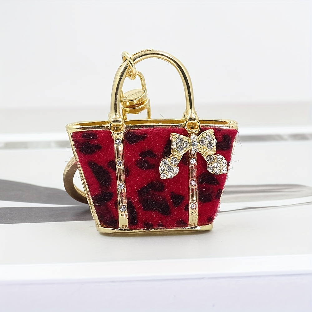 Louis Vuitton Style Enameled and Rhinestone Flower Charms Keychain/Bag Charm