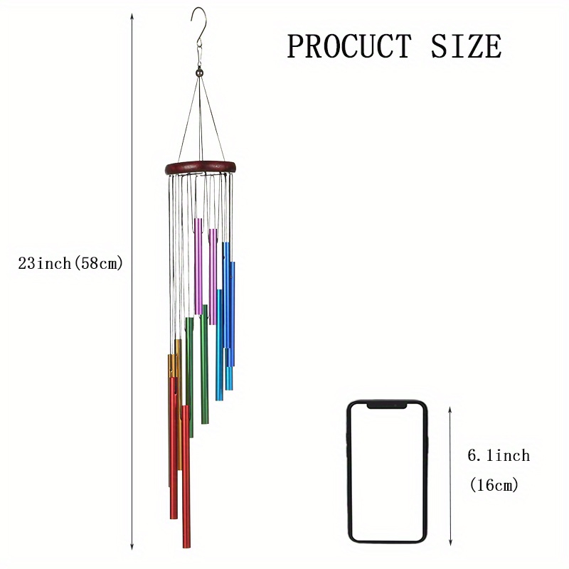 Outdoor Wind Chimes 12 Colored Aluminum Tubes Hooks - Temu