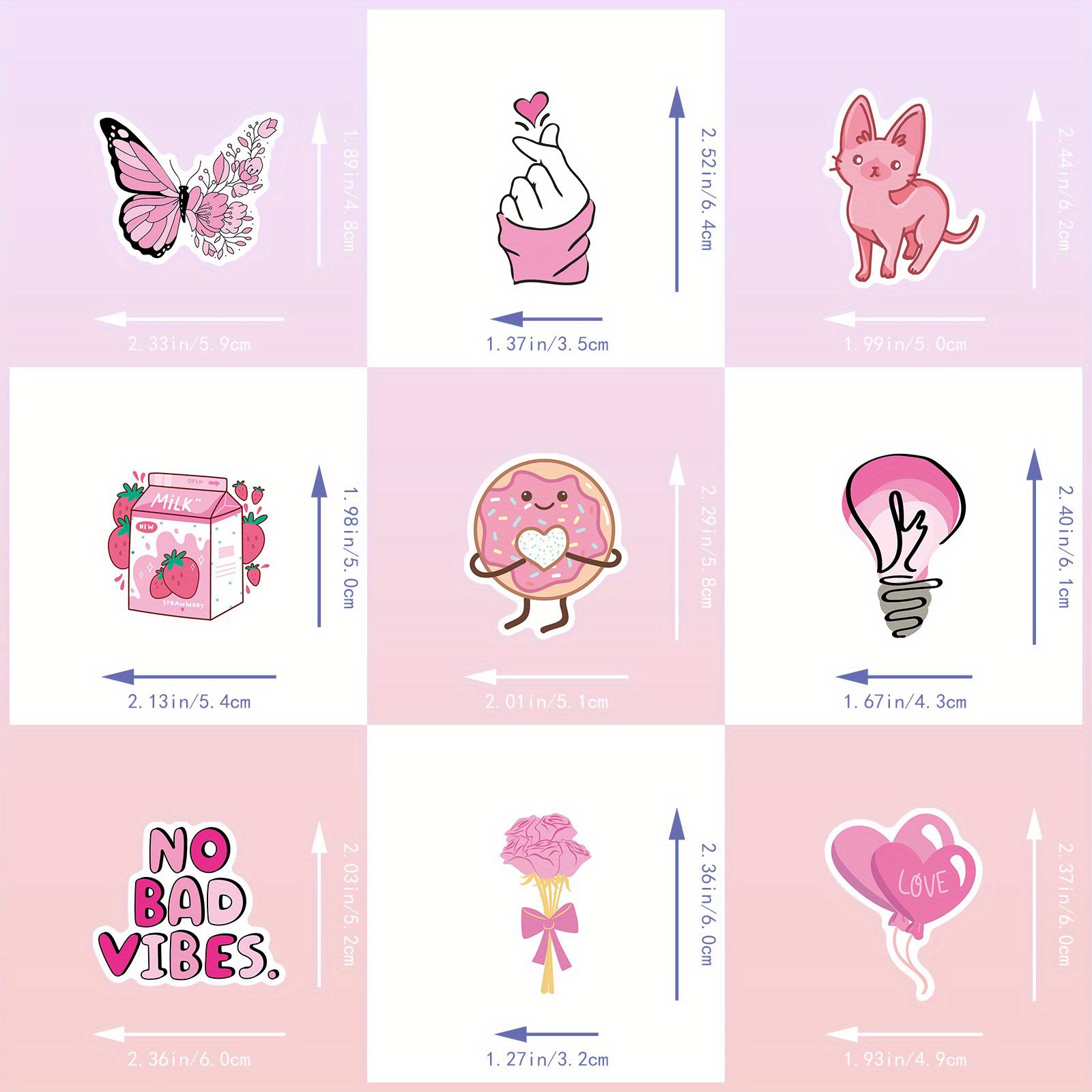 Cute Pink Stickers 100pcs