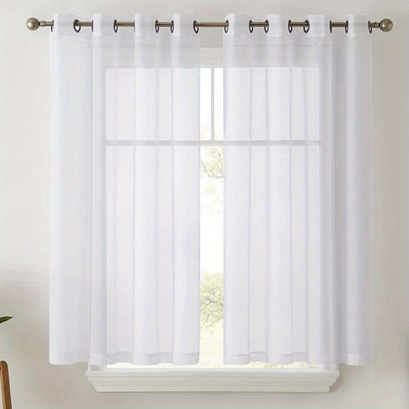 Conjunto 2 Piezas Cortinas Cocina Blancas Transparentes - Temu Chile