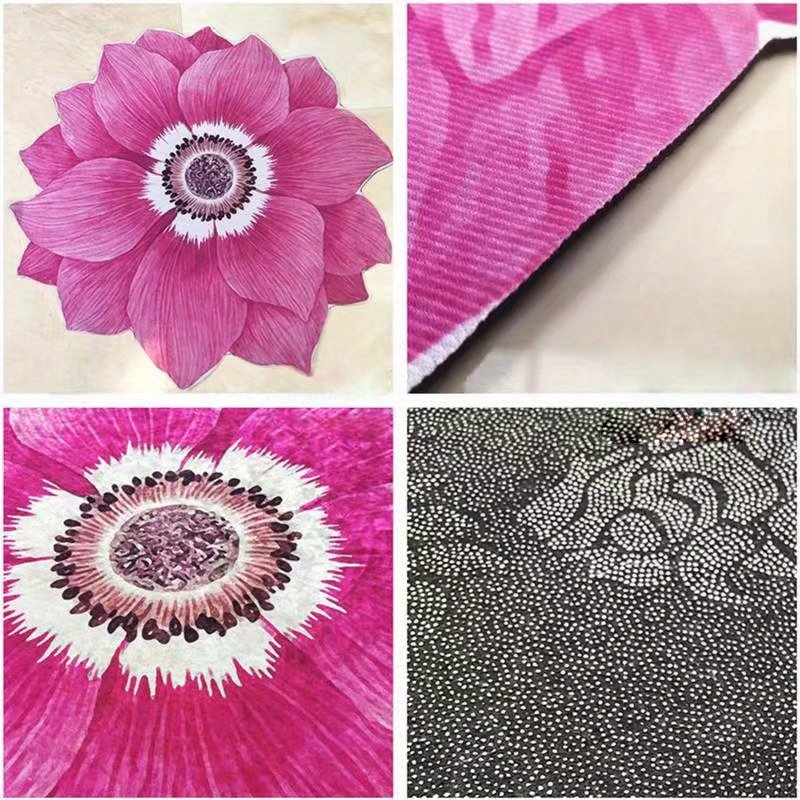 1pc 3d shaped flower floor mat non slip sofa bedroom living room carpet and pink blanket bedside rug super absorbent washable carpet for living room bedroom bathroom details 4