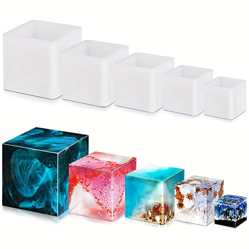 4 Pieces Cube Epoxy Resin Silicone Molds Set, 4 Pcs Different Sizes Square  Cube Silicone Epoxy Resin Casting Molds for DIY Ornaments Crafts, Craft