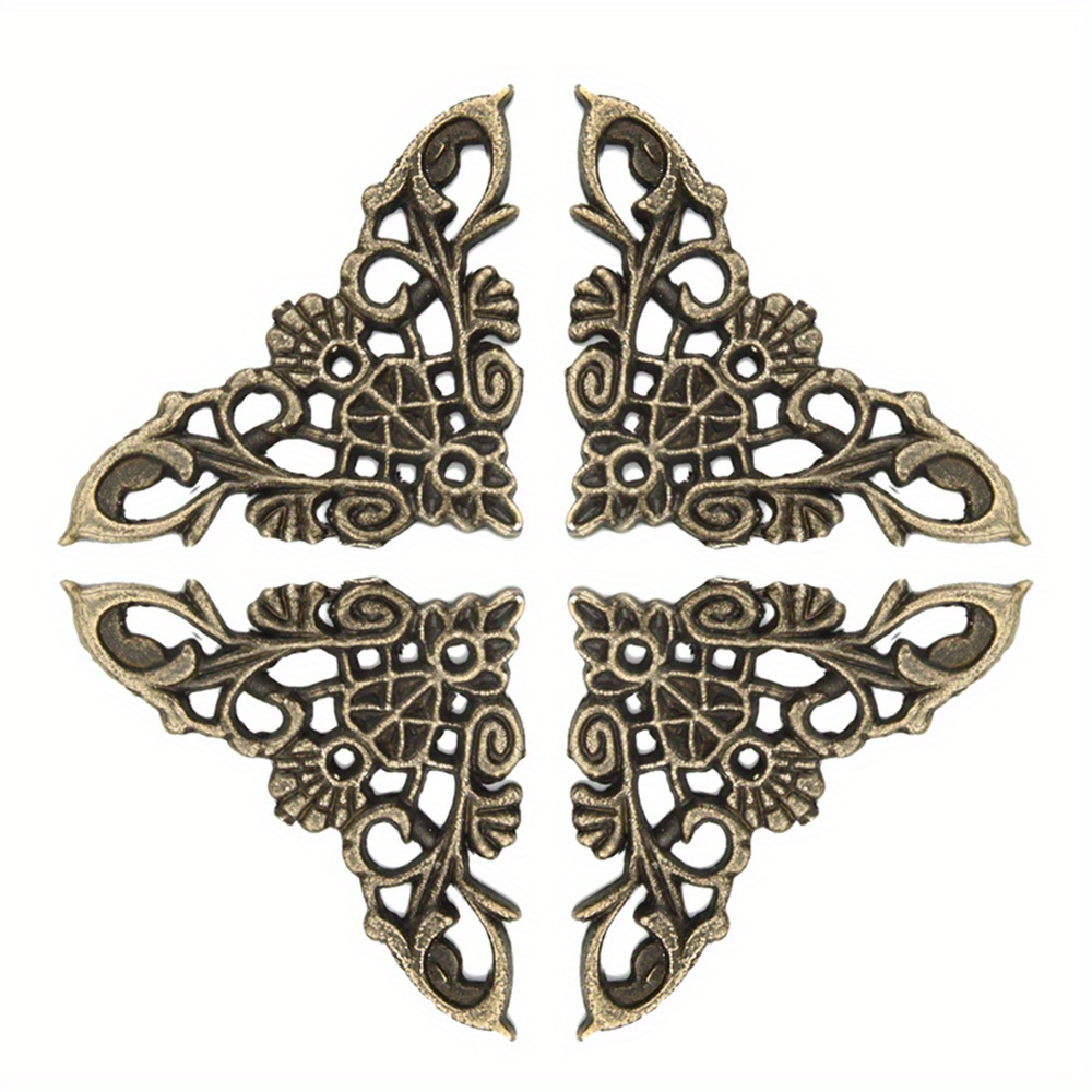 Antique Bronze Table Edge Corner Protectors Vintage Embossed