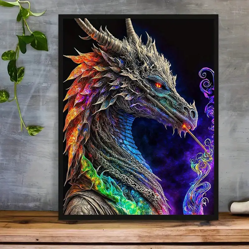 Handmade 5d Diamond Painting Kit Animal And Dragon Mosaic - Temu