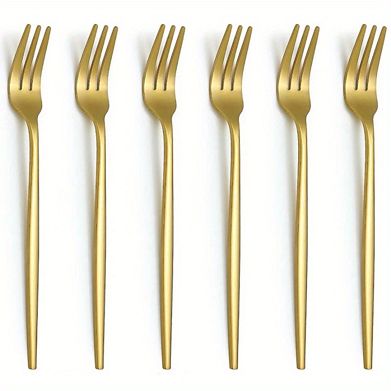 Juego de 6 tenedores de acero inoxidable, tenedores de mesa, 8 pulgadas,  plateado, aptos para lavavajillas