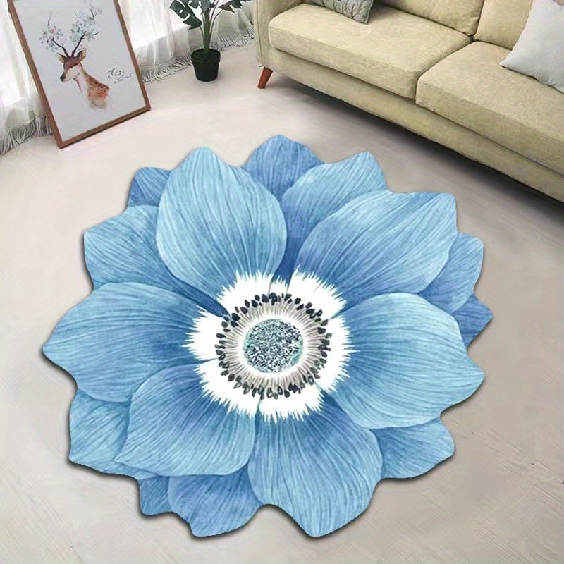 1pc 3d shaped flower floor mat non slip sofa bedroom living room carpet and pink blanket bedside rug super absorbent washable carpet for living room bedroom bathroom details 0