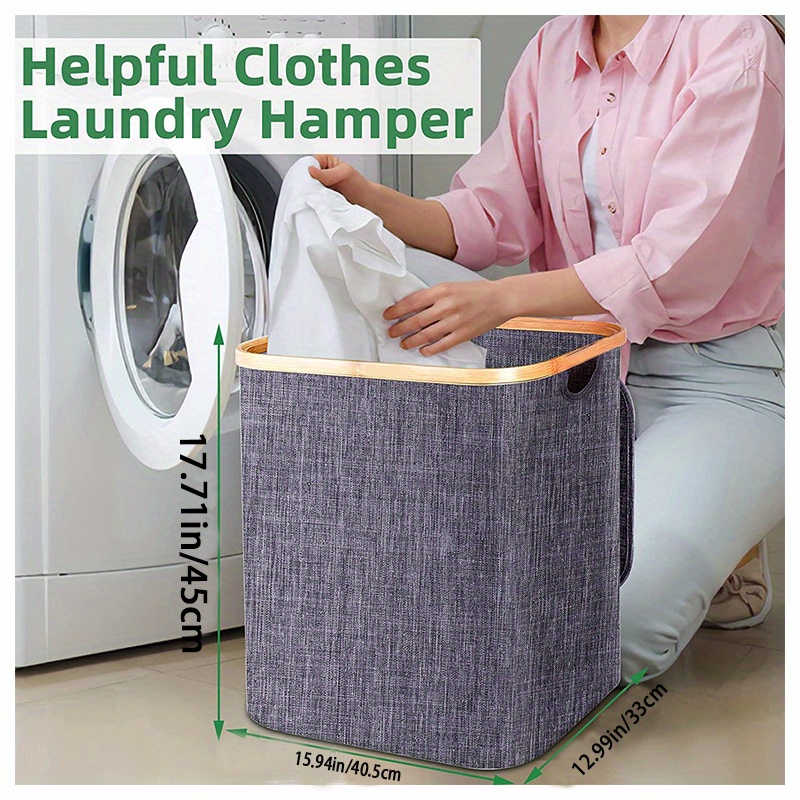 Clothes Hamper With Lid,bamboo Dirty Laundry Baskets With Handle,collapsible  Laundry Hamper For Clo