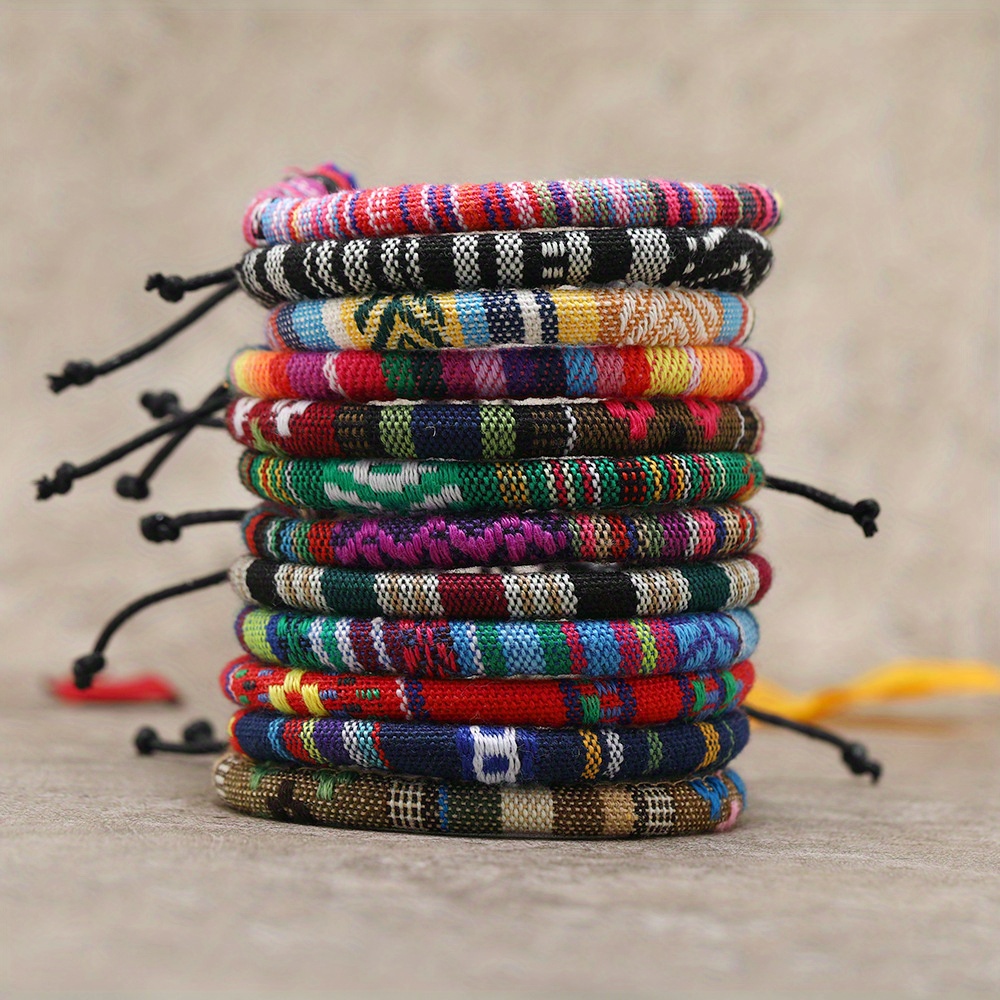Colorful Braided Bracelets Set Adjustable Boho Style - Temu