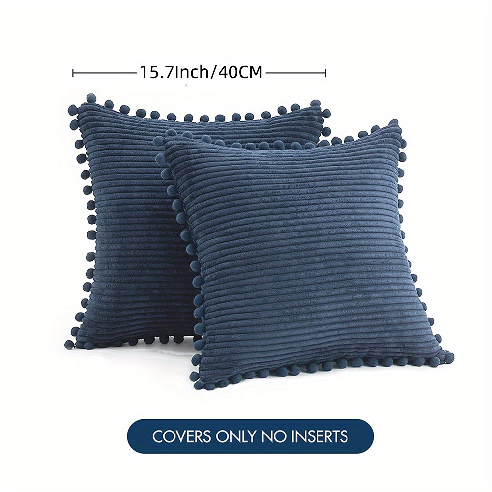Boho Decorative Throw Pillow Covers Pom poms Soft Corduroy - Temu