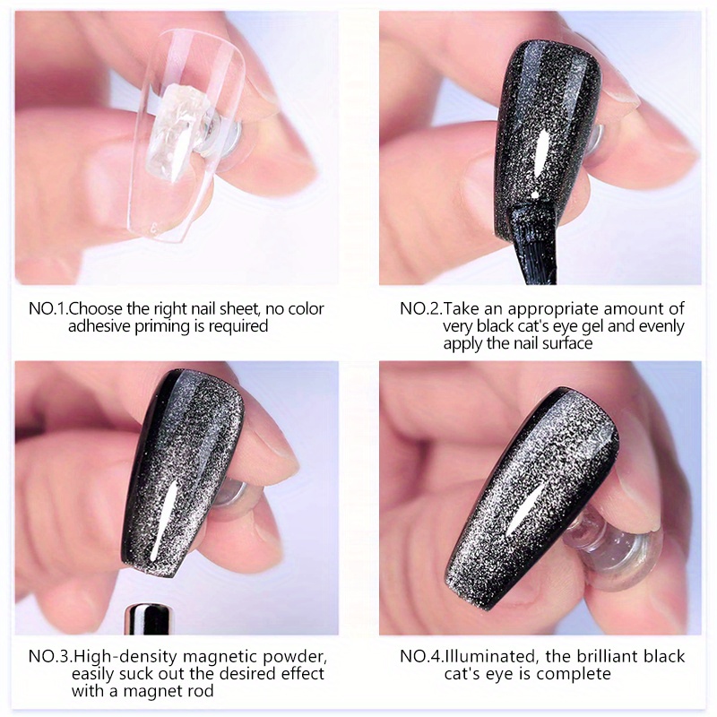 Black Crystal Cat Magnetic Gel Sparkling Glitter Gel Nail - Temu