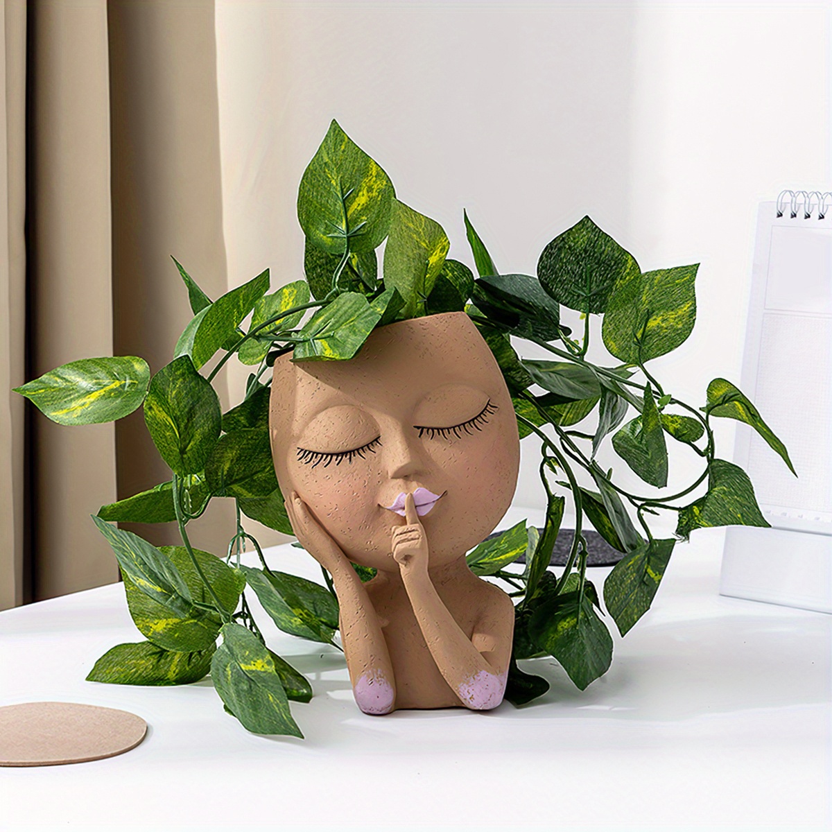 Pot de fleur en forme de visage, cache-pot pour plantes succulentes, pot de  fleur en forme de tête pour plantes d'intérieur et d'extérieur avec un