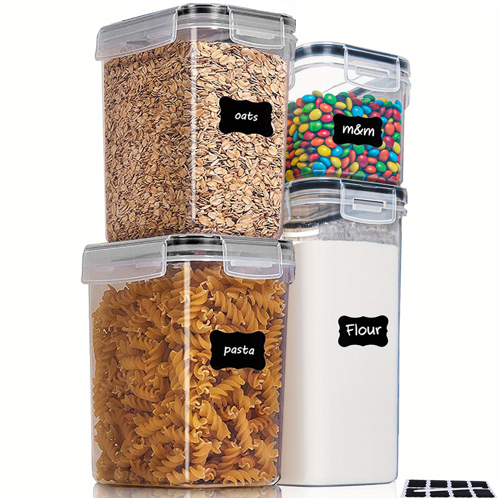 Airtight Food Storage Containers Set With Lids For Pantry Organization, Bpa  Free Kitchen Canisters For Cereal, Pasta, Flour & Oats, W/labels - Temu