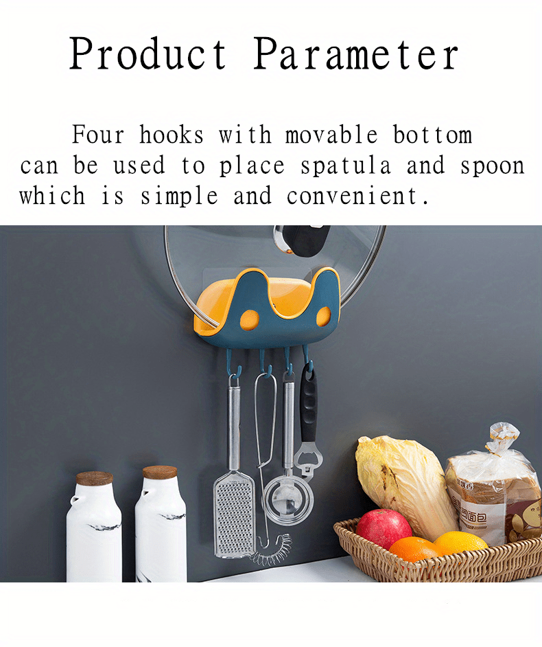 Wall Hanging Pot Lid Rack Lid Holder Pots 4 Hooks Adhesive Temu