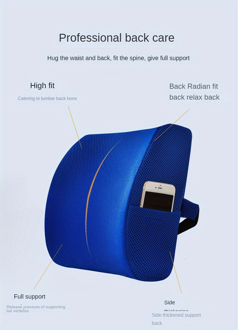 ergonomic lumbar support pillow for office chair and car seat versatile lower back cushion breathable polyester cover blue posture   contoured lumbar pillow medium firm pillow seat cushion Product details 1