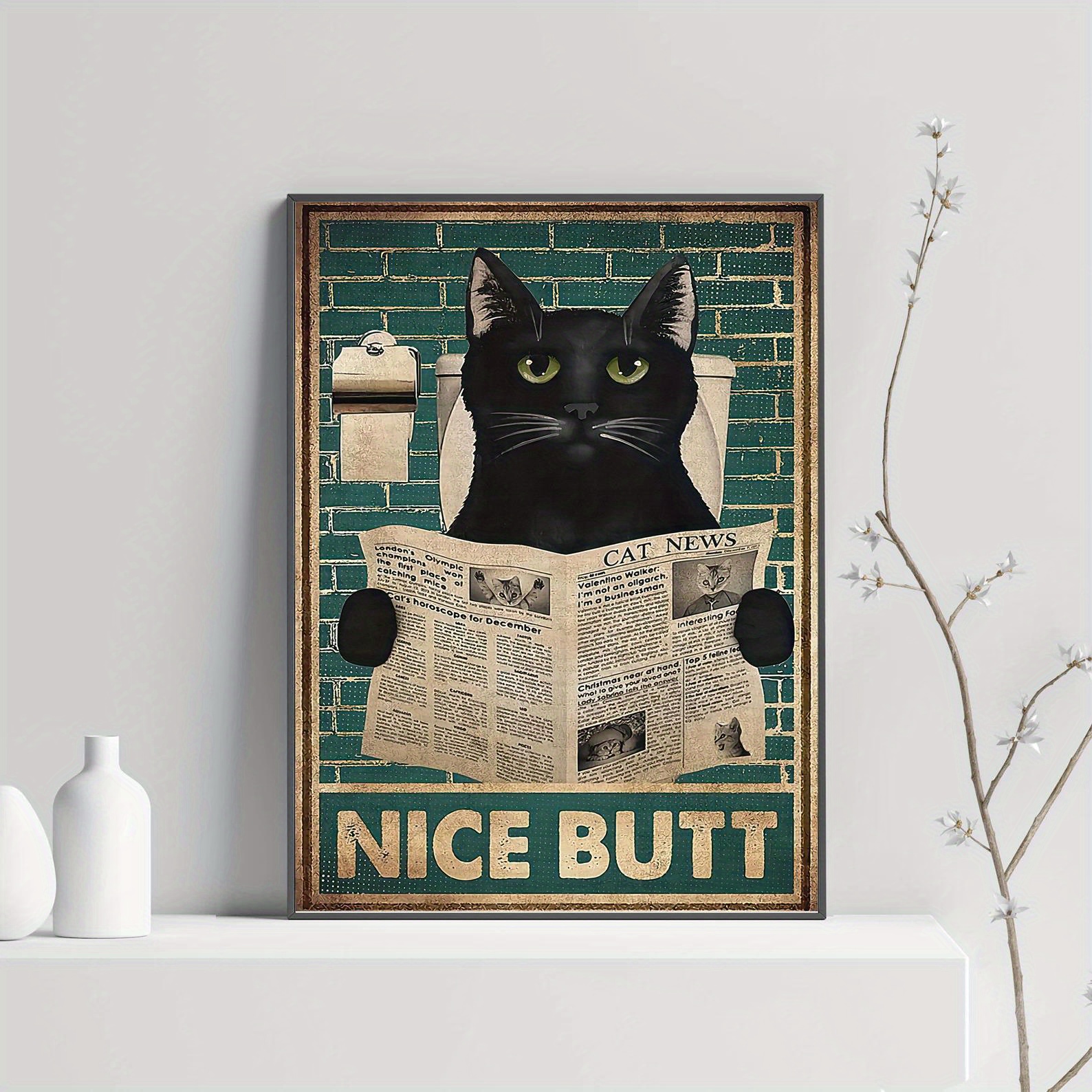 Retro Poster Canvas Painting Print Funny Animal Poster Black Cat Watching  Newspaper Poster Nice Butt Wall Art Home Decor Room Decor Canvas Poster No  Frame, Halloween Decoration - Temu United Arab Emirates