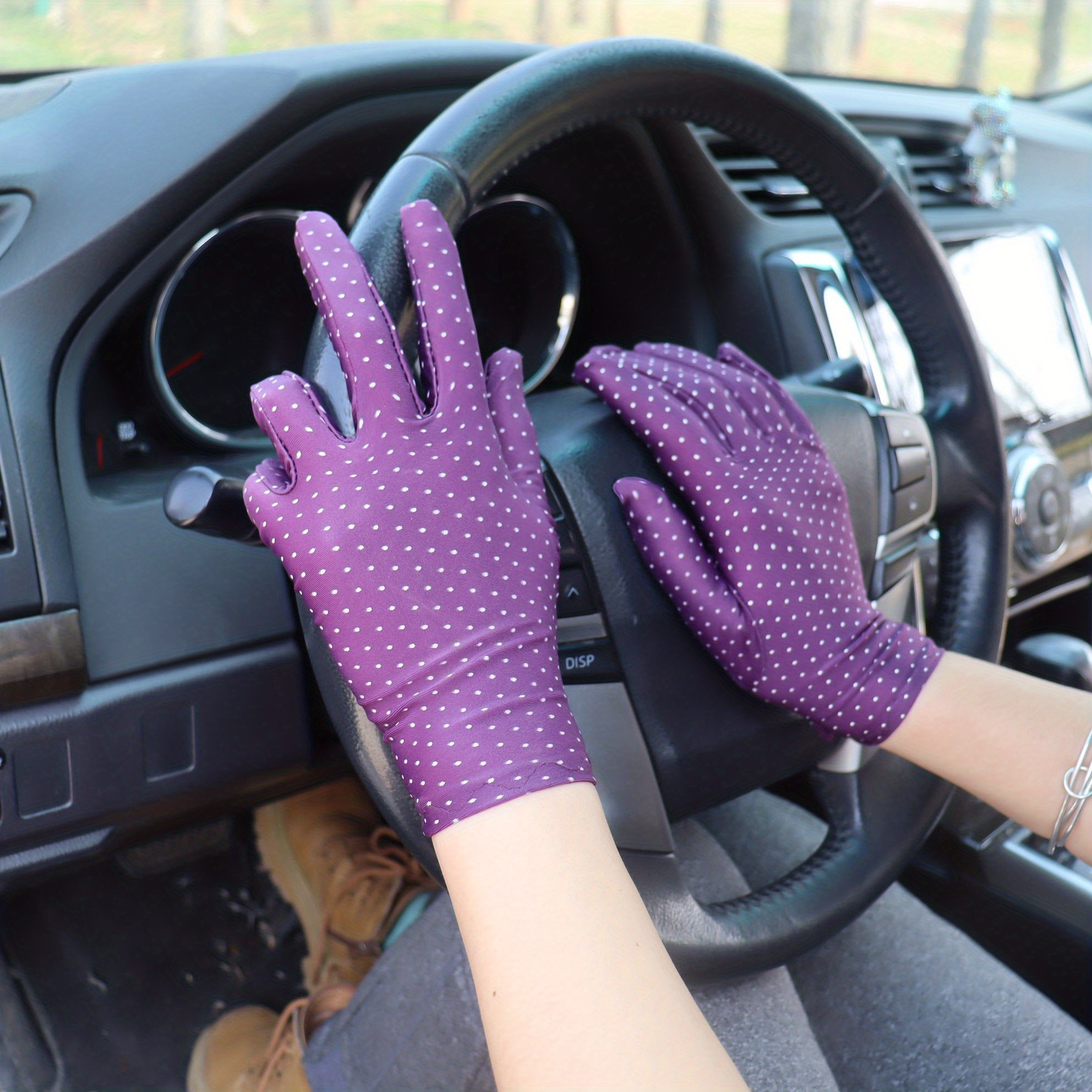 Dotted Solid Color Gloves Casual Sunscreen Driving Cycling - Temu