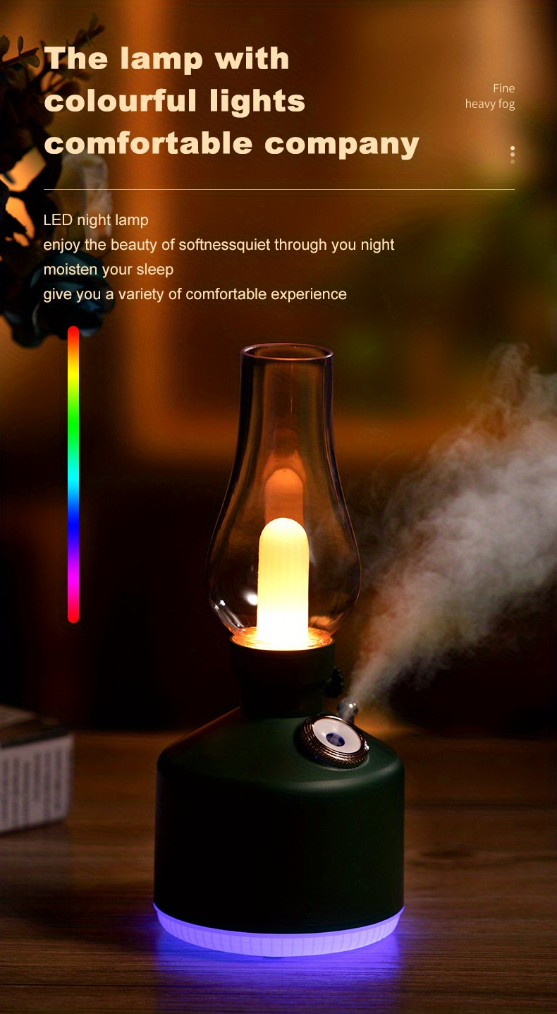 1pc hat style camping lamp humidifier home desktop hotel mini usb large capacity air atomizer bedroom nursery office camping universal nightlight 2 in 1 humidifier creative gifts details 3