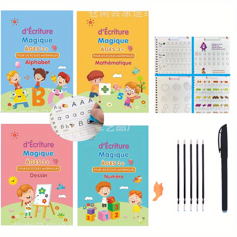3d French Copybook Magic Groove Practice Copybook Learning - Temu