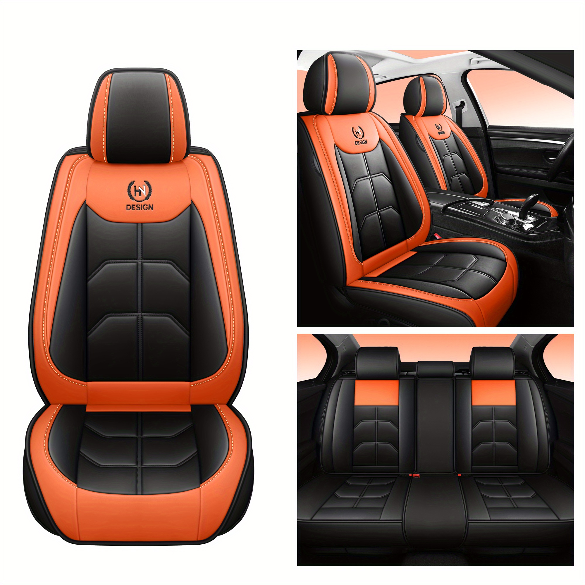 5 Seats Premium Pu Car Seat Cover Vehicle Seat Cushion Full - Temu