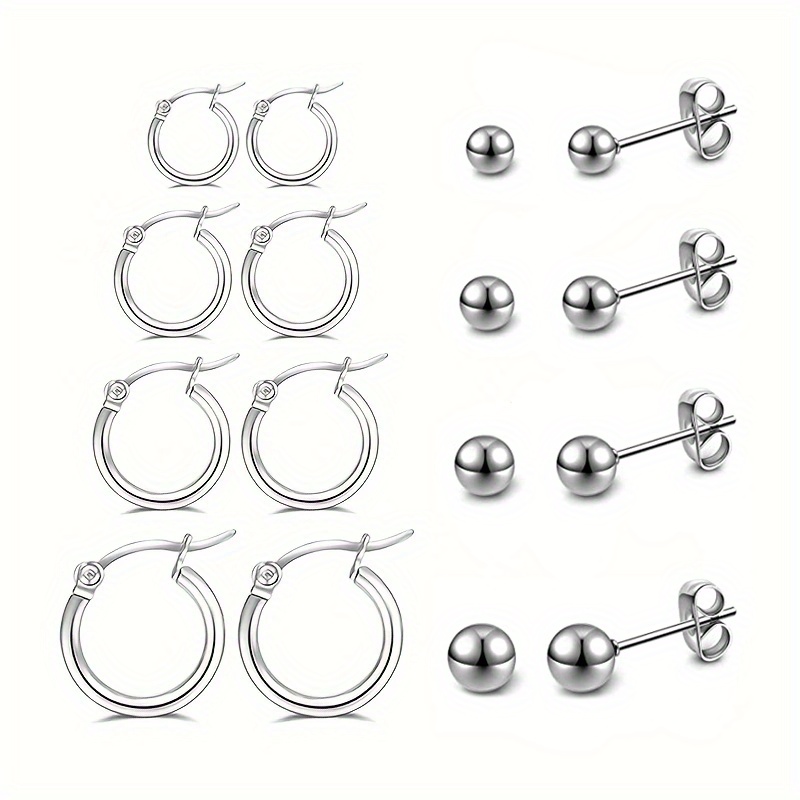 Small Stud Earrings Simple Fashion Stainless Steel Stud - Temu