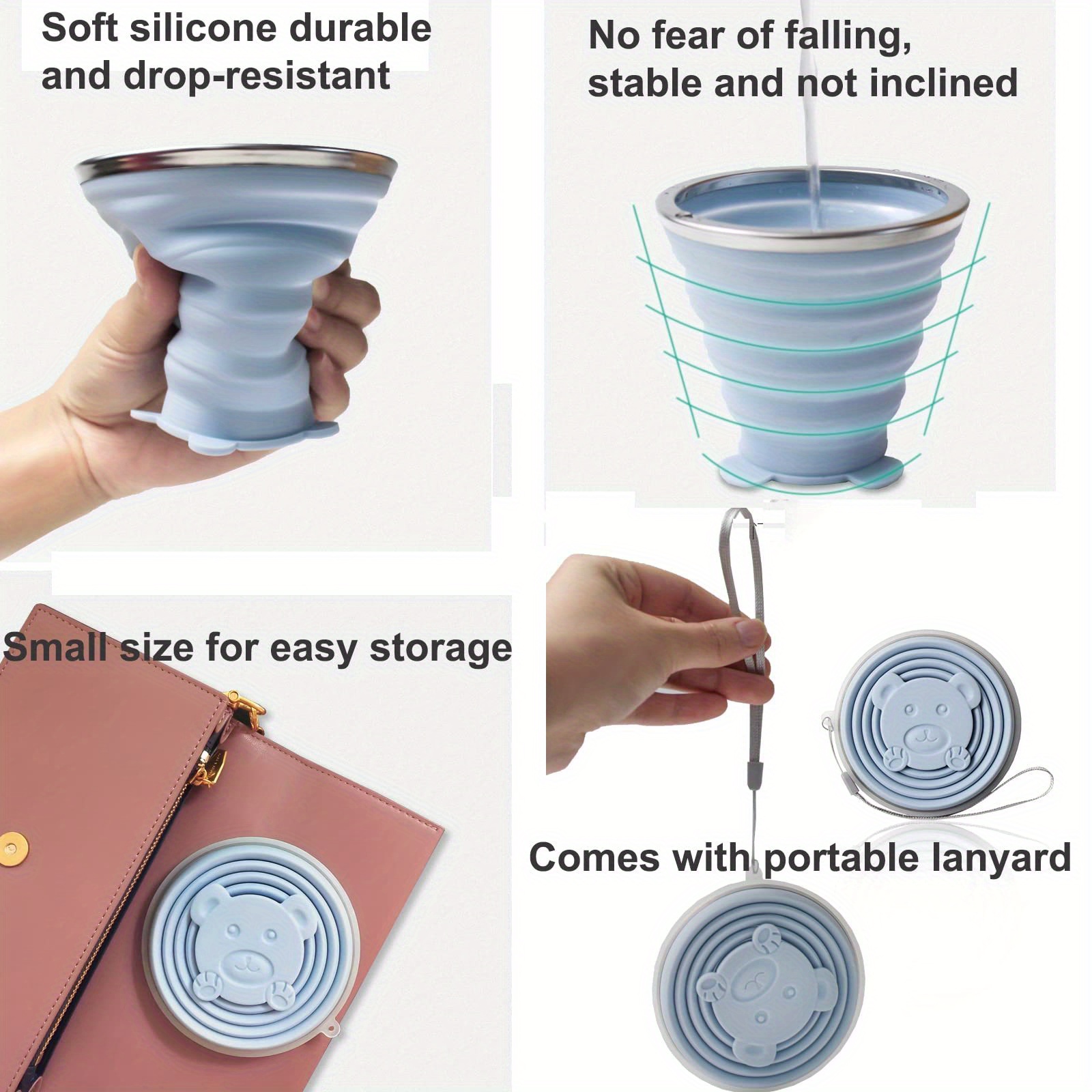  Vaso plegable de silicona, moderno vaso aislado de silicona, vaso  plegable para agua, pequeño vaso plegable con tapas, reutilizable, para  senderismo al aire libre : Hogar y Cocina