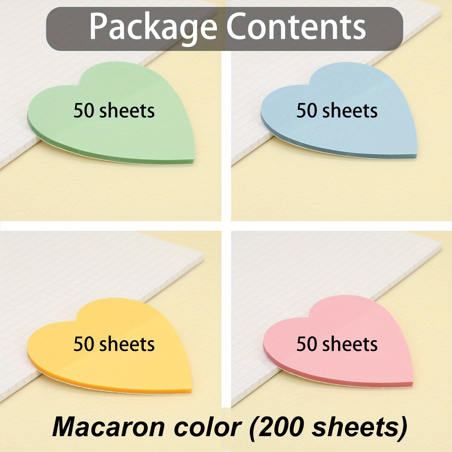 600pcs Random Color Heart Shaped Sticky Notes, Self-adhesive Notes For  Home, School, Office Memo