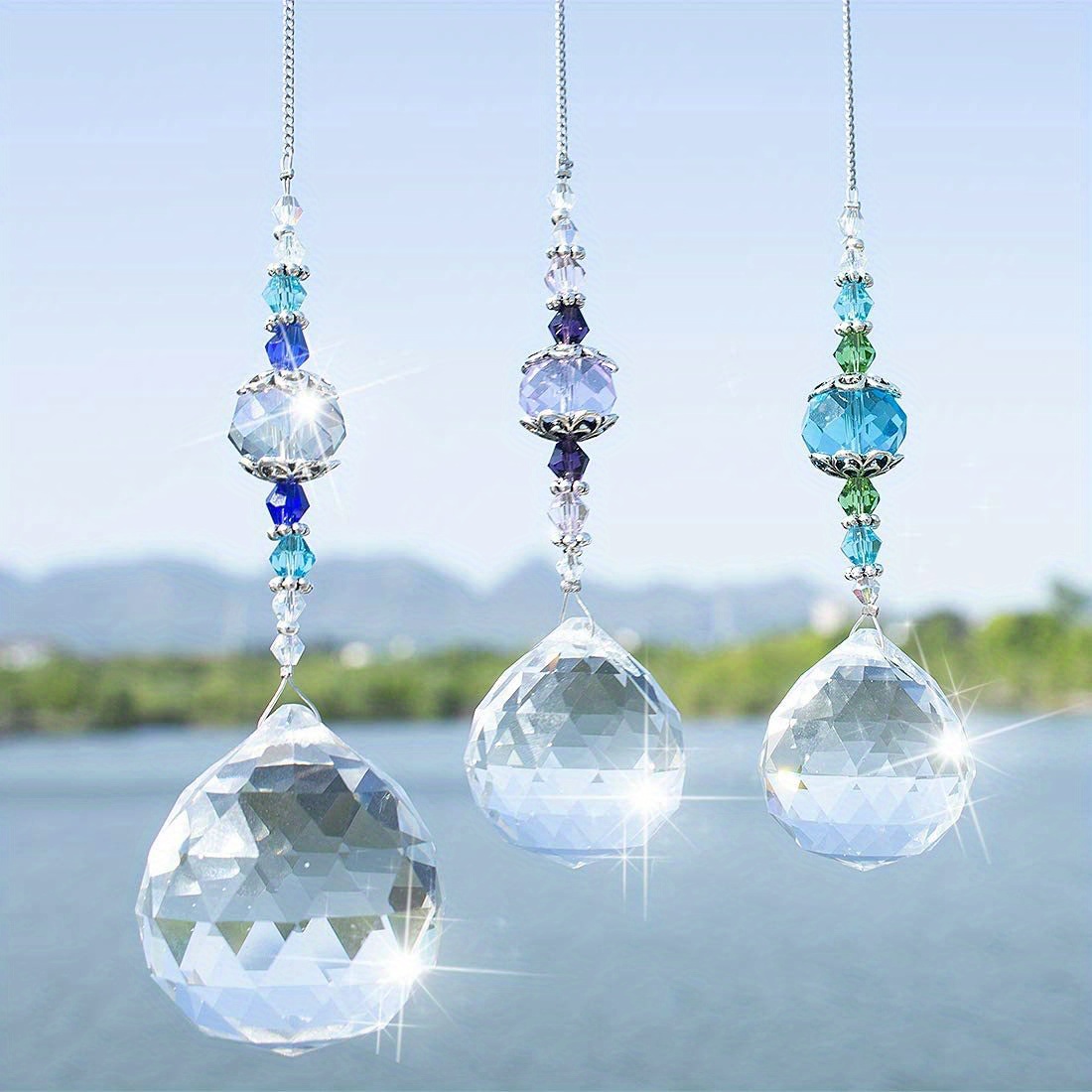 4PCS Indoor Window Crystal Ball Decoration Pendant Window Hanging