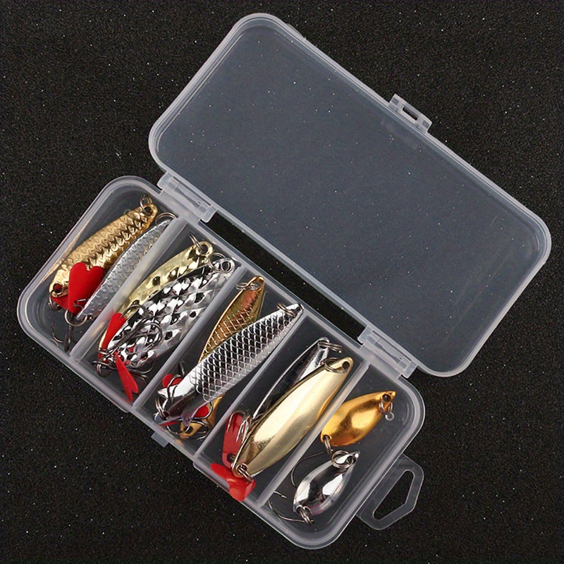 10-Piece Fishing Metal Spoon Lure Kit - Catch More Fish with Golden &  Silver Baits & Sequins Spinner Lures!