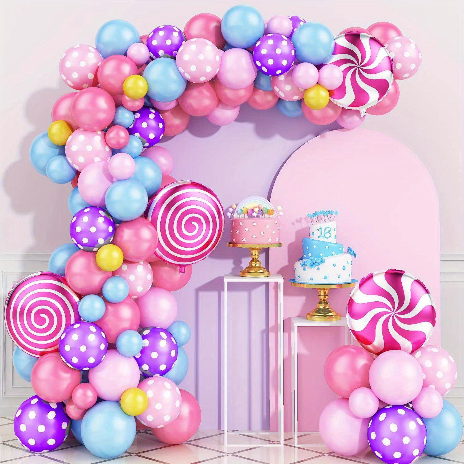 132 pièces rose violet or Macaron Pastel ballon guirlande arc Kit fille  anniversaire décoration bébé douche mariage mariage anniversaire fête