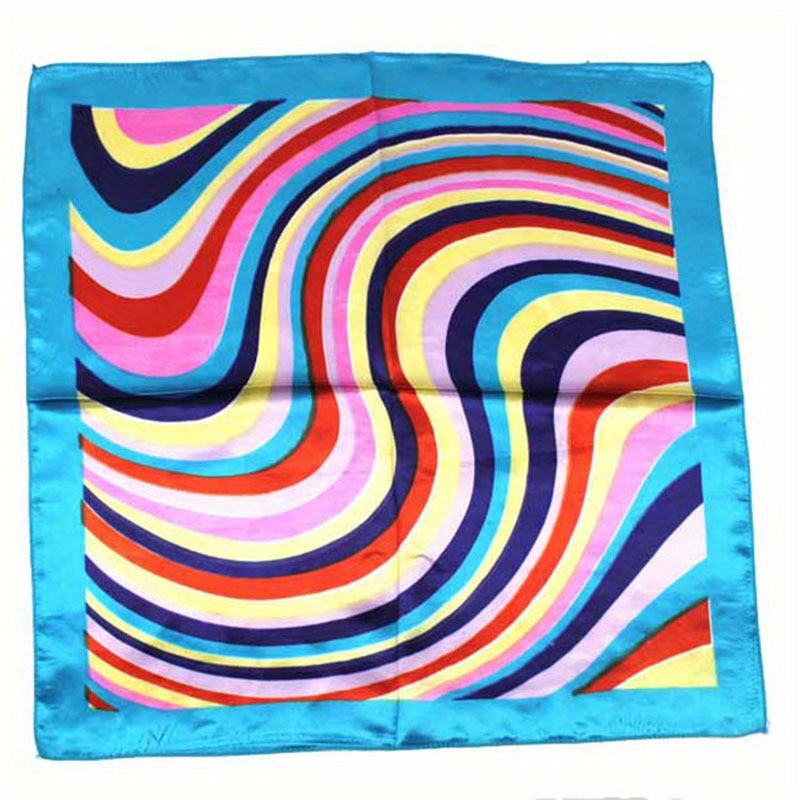 Classic Striped Square Scarf Neckerchief Silk Bandana Head Wrap