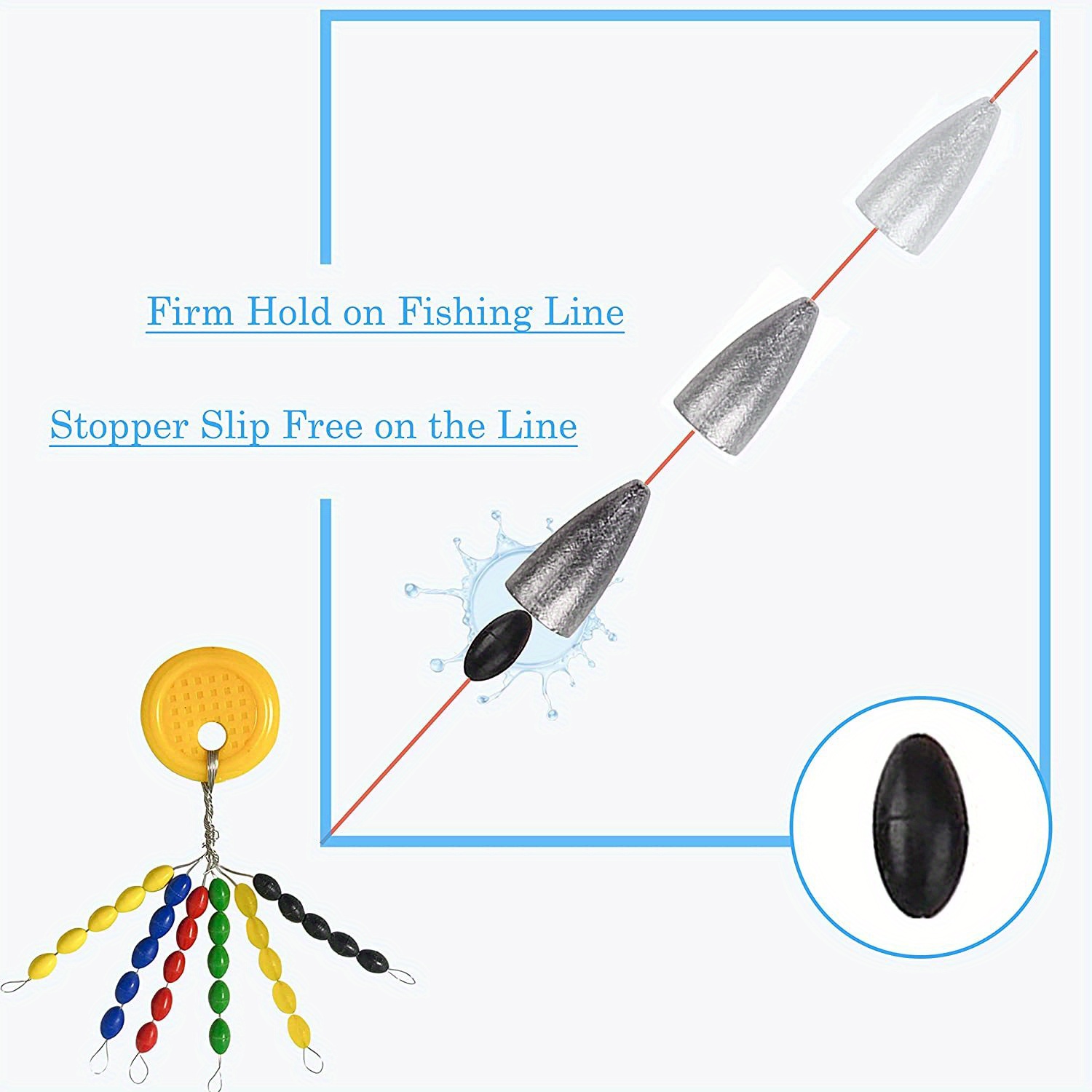 Colorful Rubber Space Bean Fishing Bobber Stopper Outdoor - Temu United  Kingdom